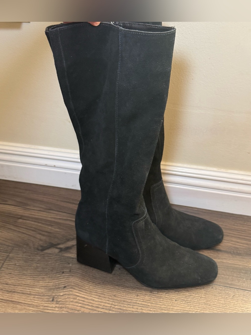 Blondo Tessa Waterproof Tall Heeled Black Suede Boots Size 8M